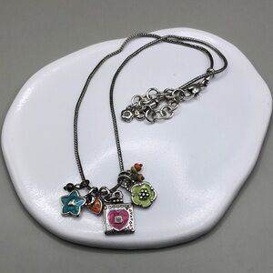 Brighton Love Notes Flowers Charms Dangle Chain Necklace Retired Boho Romantic